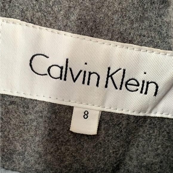Designer Calvin Klein Womens Gray Wool Blend Long Sleeve Tie Front Coat Sz S-M - Picture 15 of 17